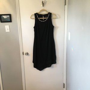 Black Draped Special Occasion Dress with Rhinestone Collar by Scarlett